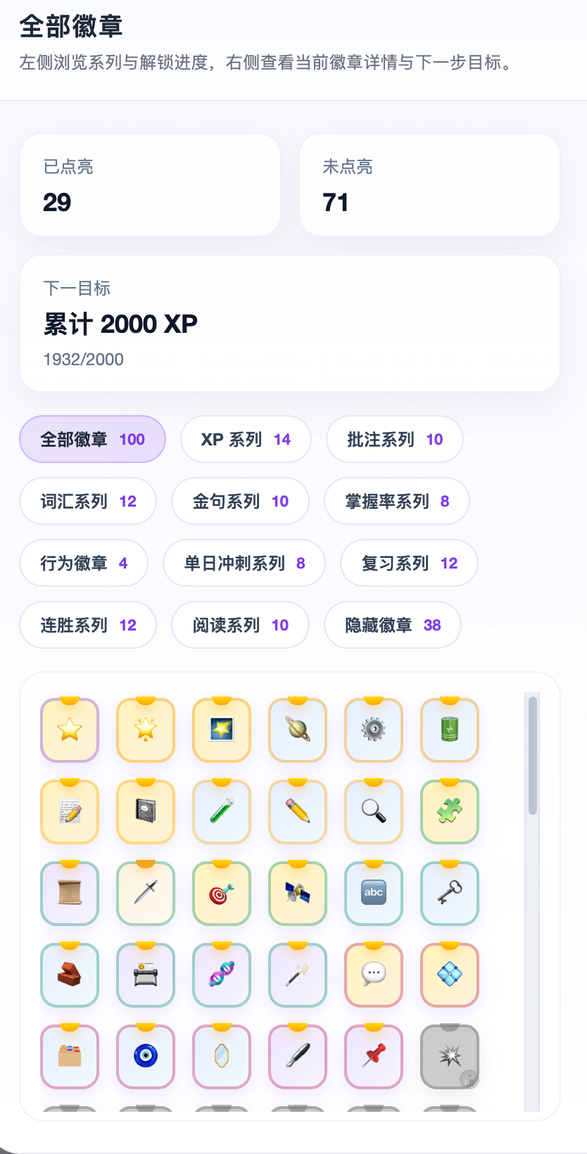 成长徽章全景矩阵